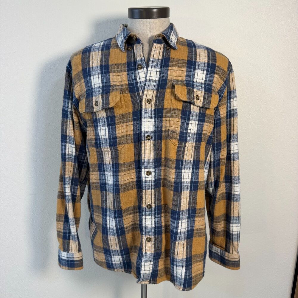 L.L.Bean 1912 Field Flannel Shirt Mens L Plaid Slightly Fitted 520381 Cotton